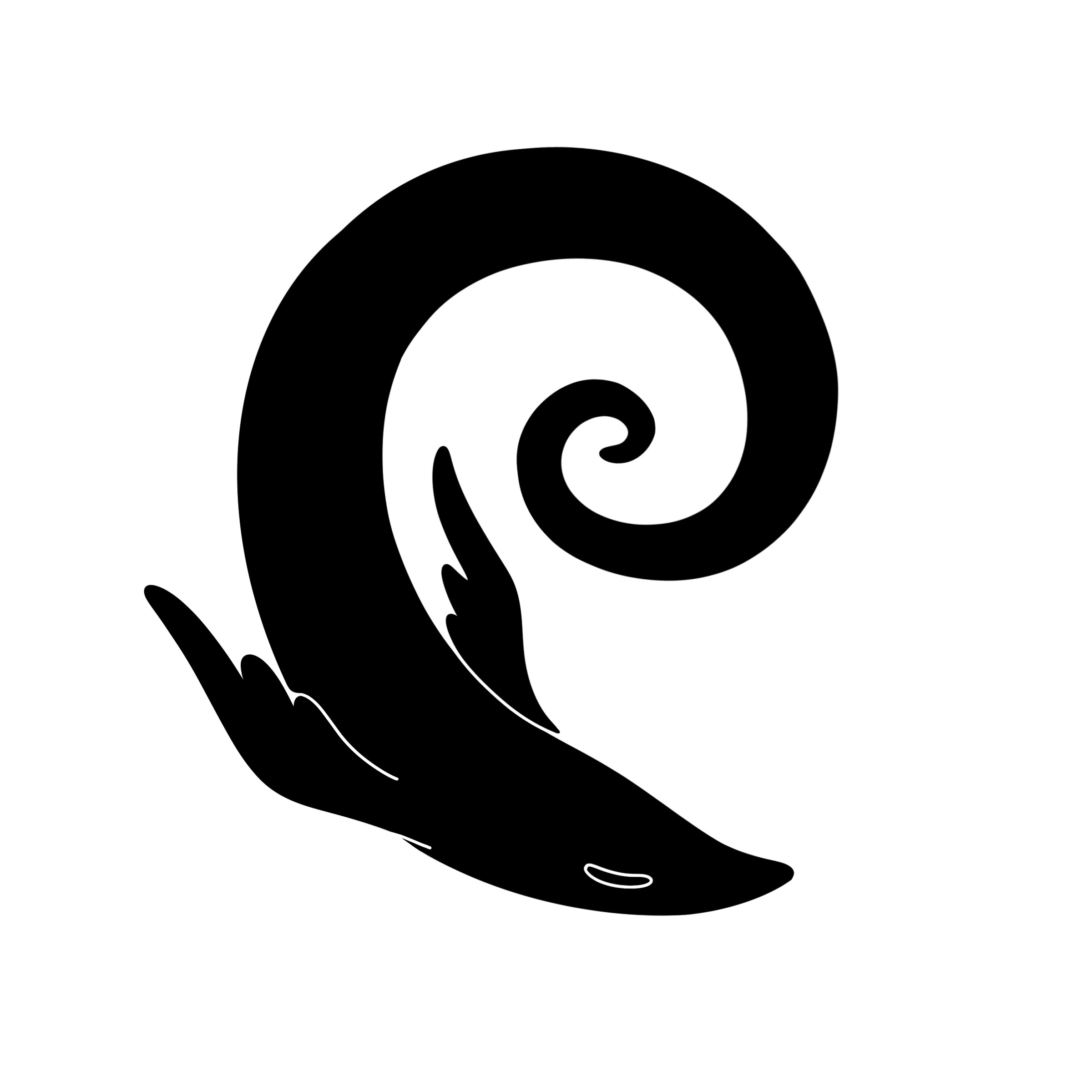 A black spiraling creature